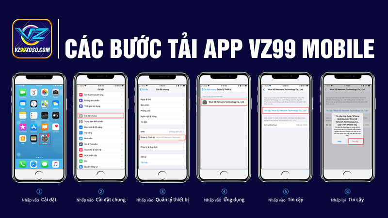 Các bước tải app Vz99 Mobile